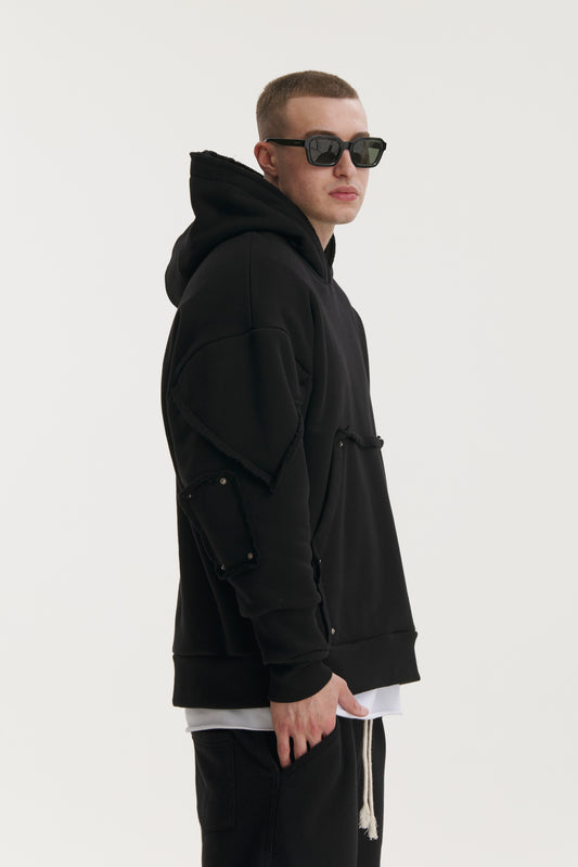 Interchangable Patches Black Hoodie - MYS