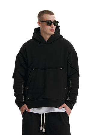 Interchangable Patches Black Hoodie - MYS
