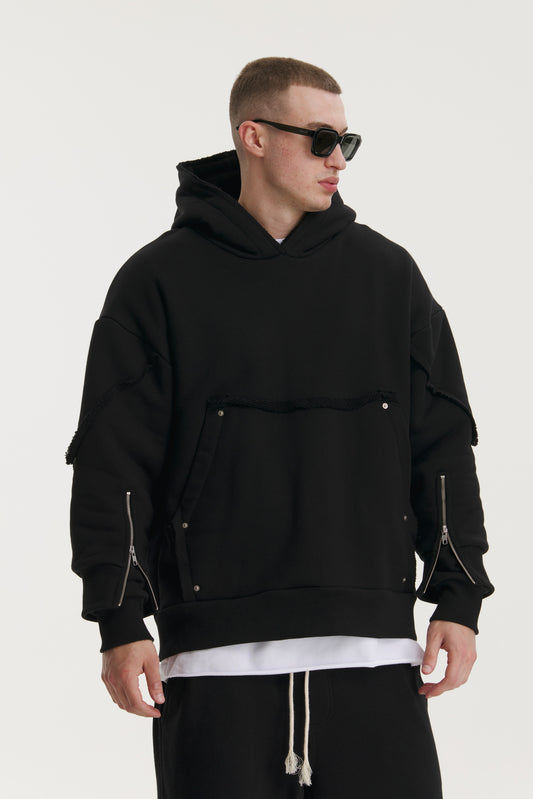 Interchangable Patches Black Hoodie - MYS
