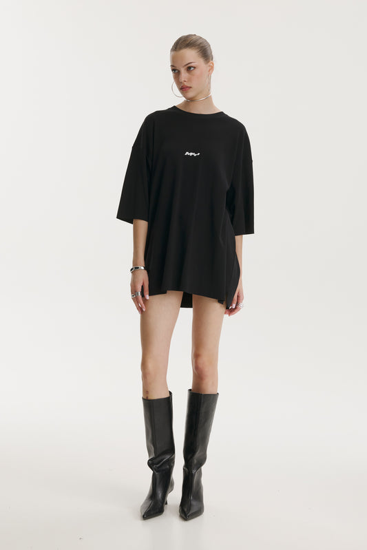 Pop Cola Floral Cortex Black Oversized T-shirt - MYS