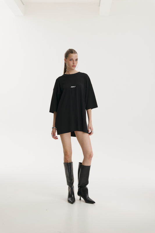 Pop Cola Floral Cortex Black Oversized T-shirt - MYS