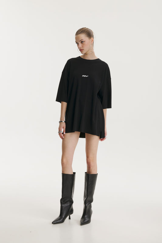 Pop Cola Floral Cortex Black Oversized T-shirt - MYS