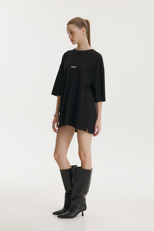 Pop Cola Floral Cortex Black Oversized T-shirt - MYS