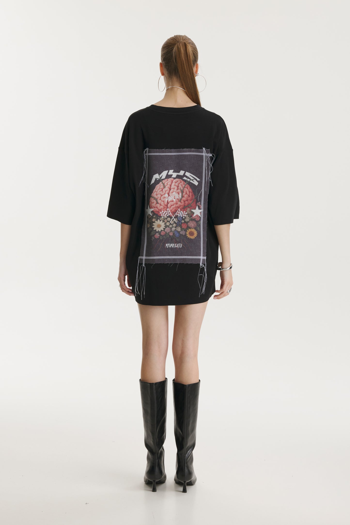 Pop Cola Floral Cortex Black Oversized T-shirt