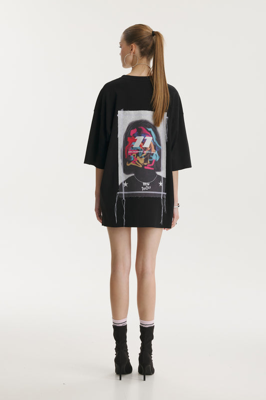 Pop Cola Vandal Muse Black Oversized T-shirt - MYS