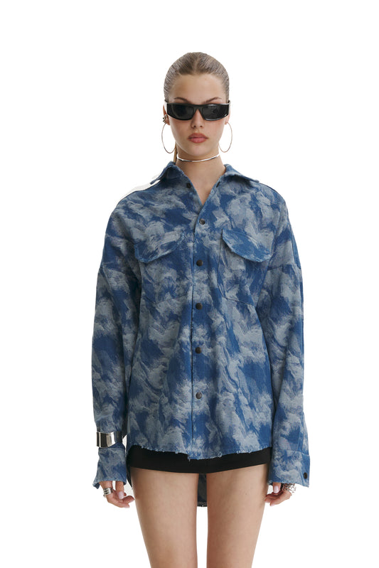 Blue Camo Denim Jacket