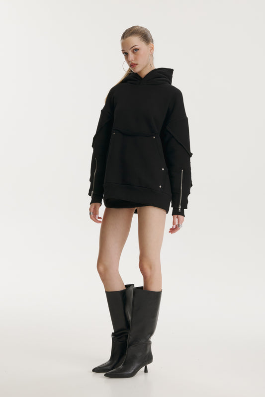 Interchangable Patches Black Hoodie - MYS