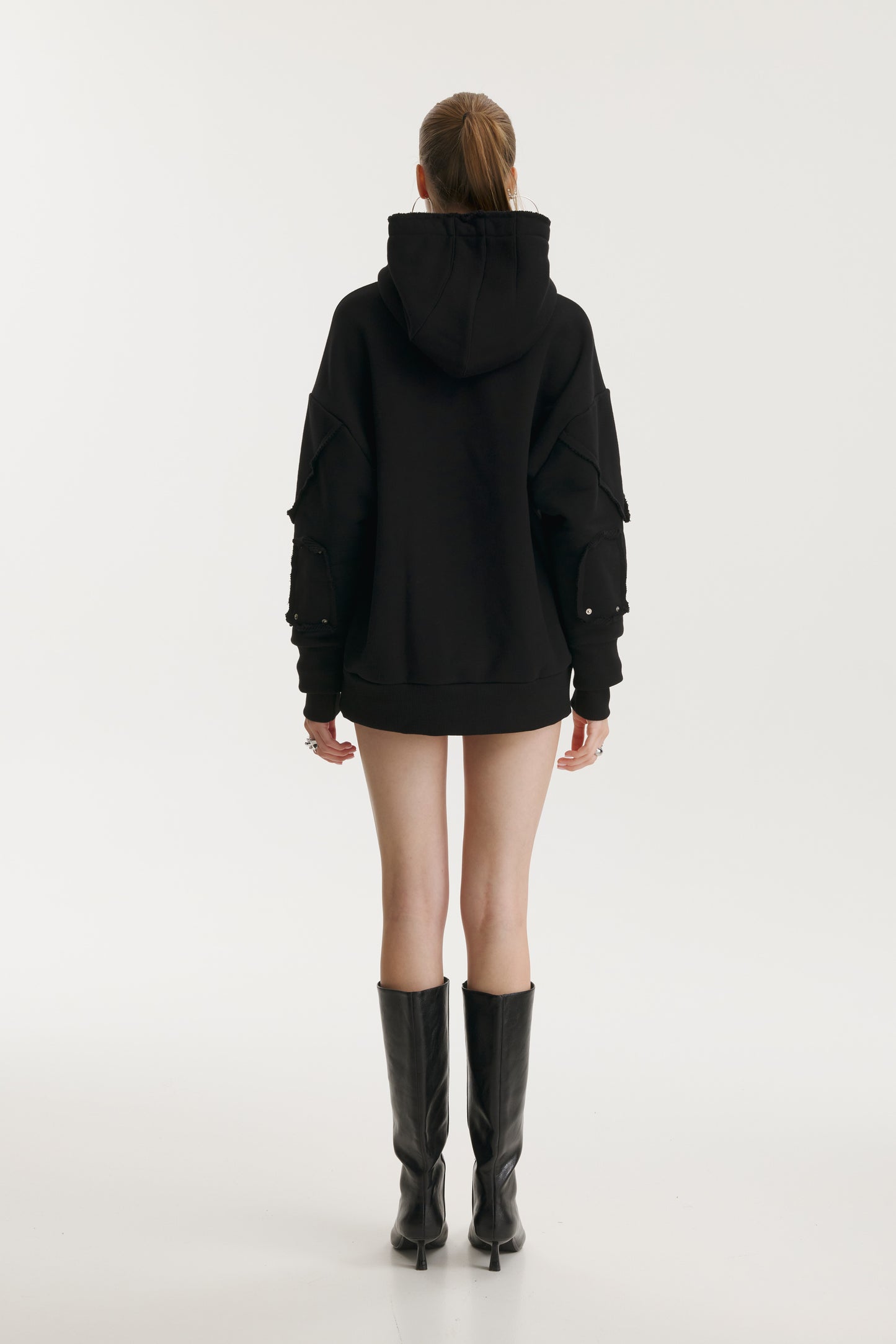 Hanorac negru cu Patches personalizabile/interschimbabile