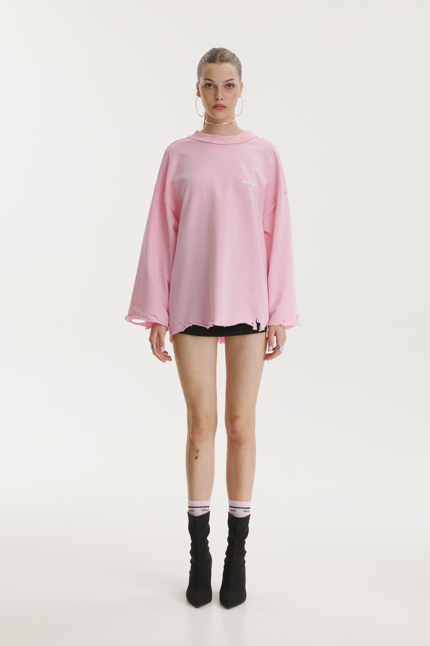 Dystopia Pink Oversized Sweater