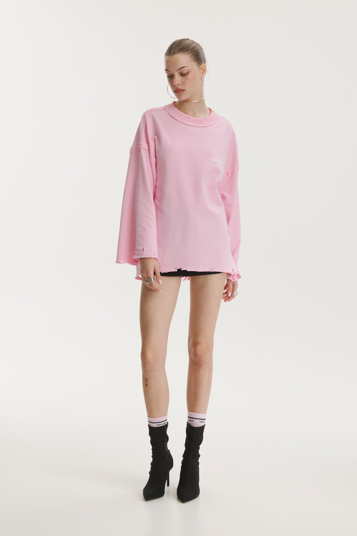 Dystopia Pink Oversized Sweater