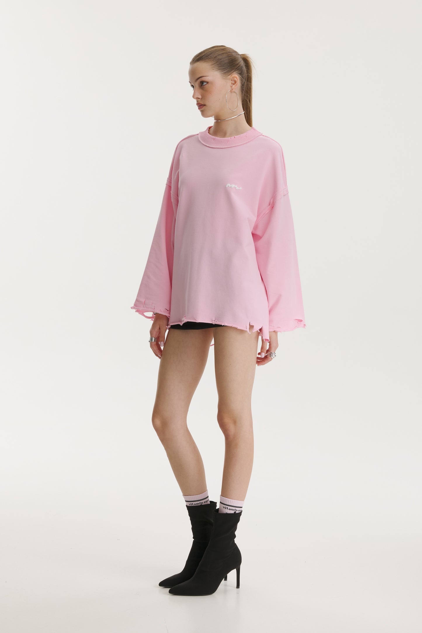 Dystopia Pink Oversized Sweater
