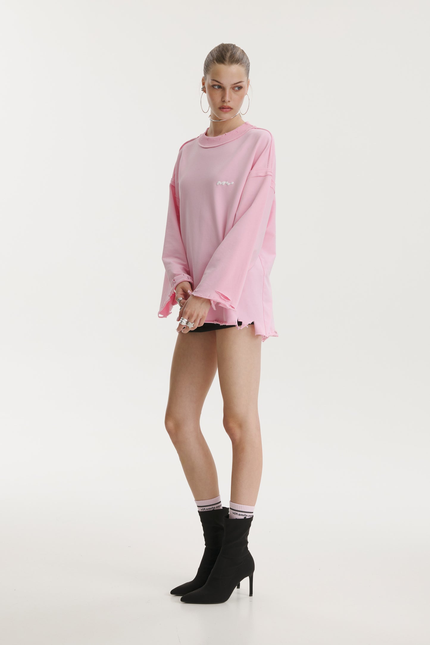 Dystopia Pink Oversized Sweater