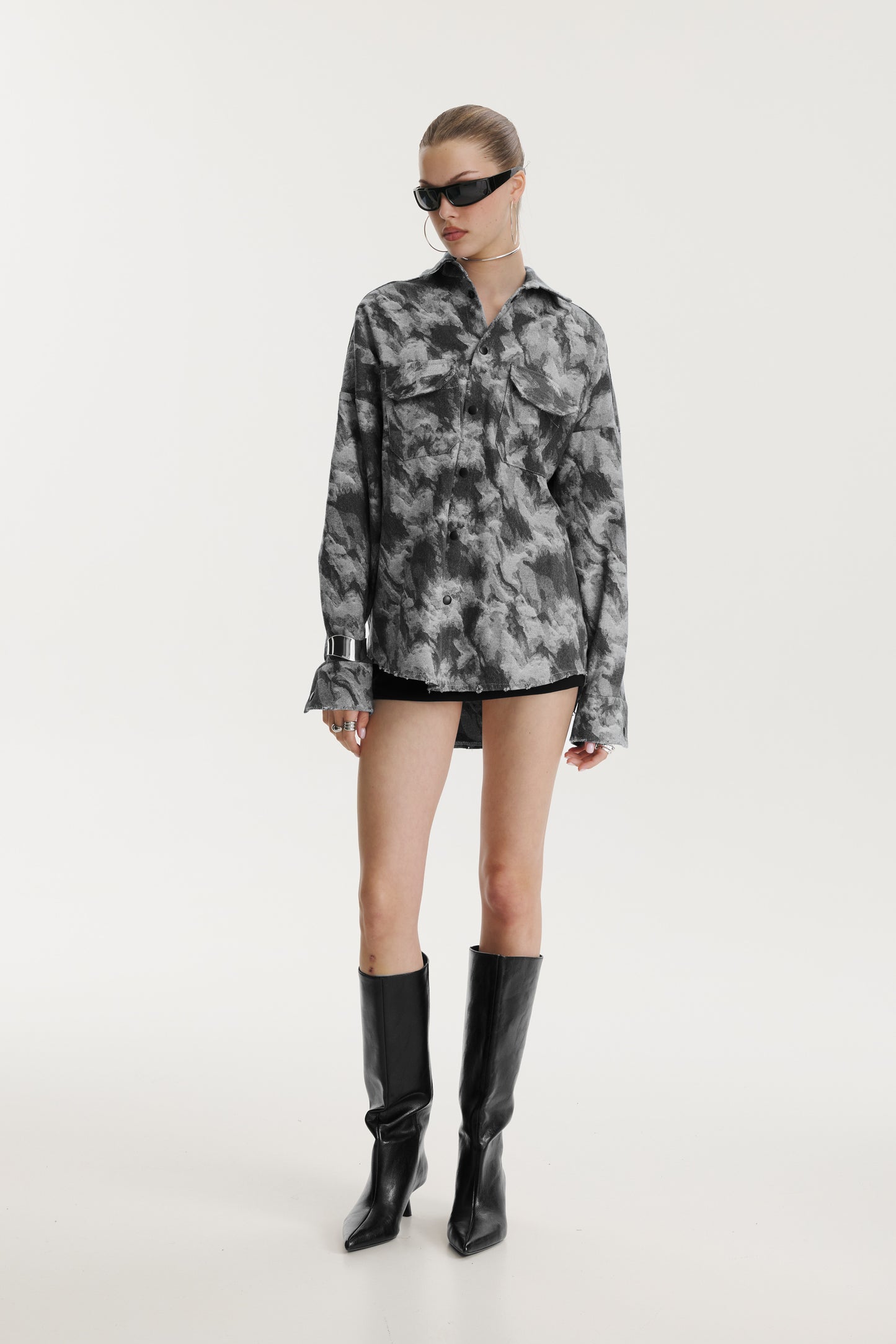 Grey Camo Denim Jacket