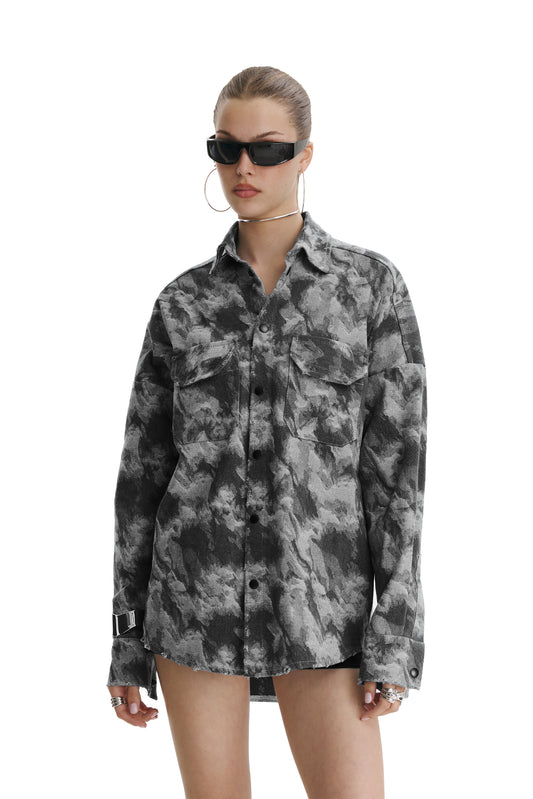 Grey Camo Denim Jacket