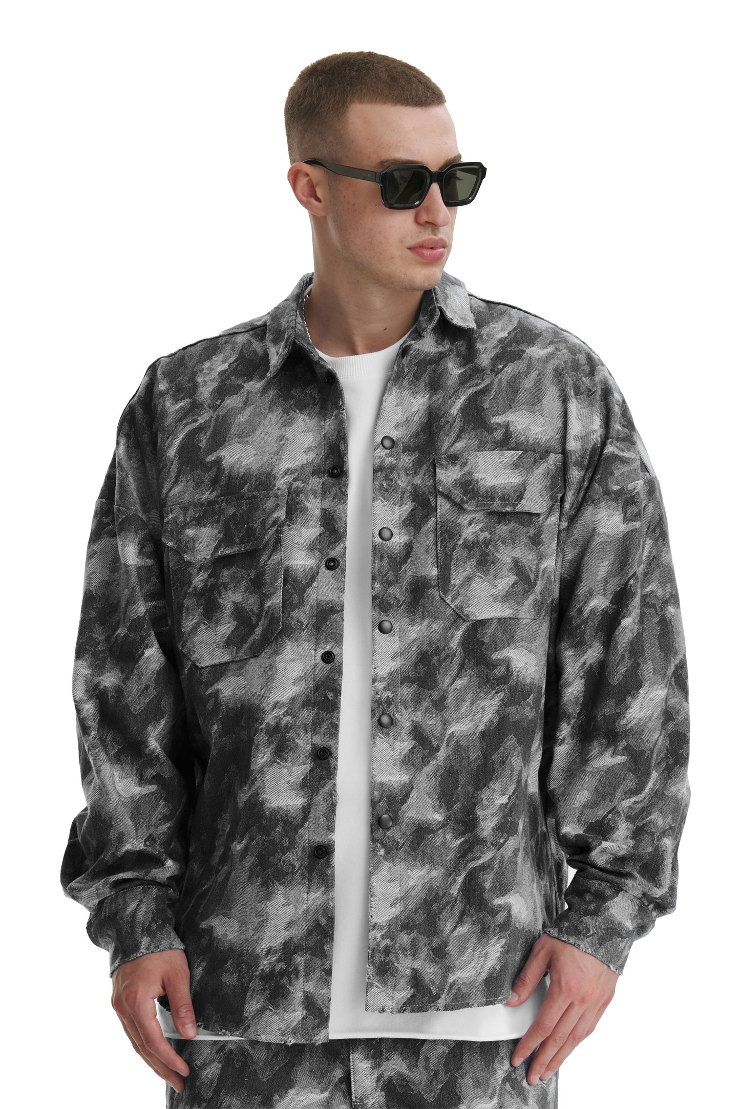 Grey Camo Denim Jacket