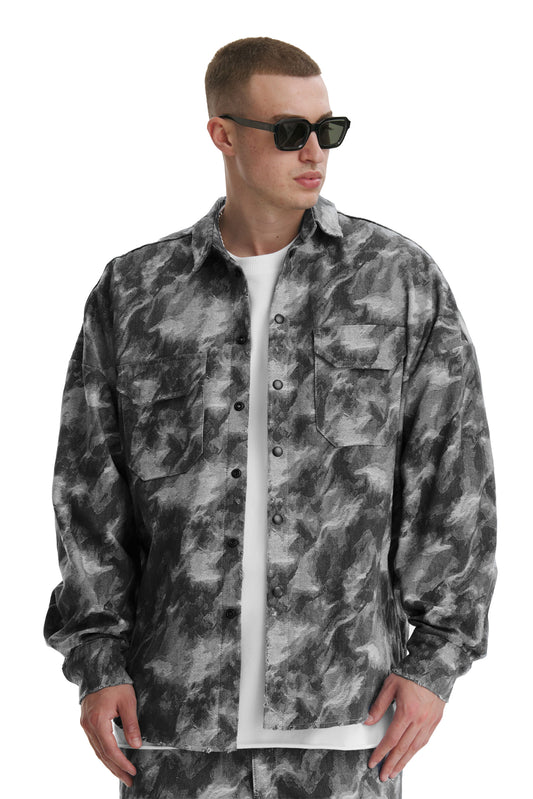 Grey Camo Denim Jacket