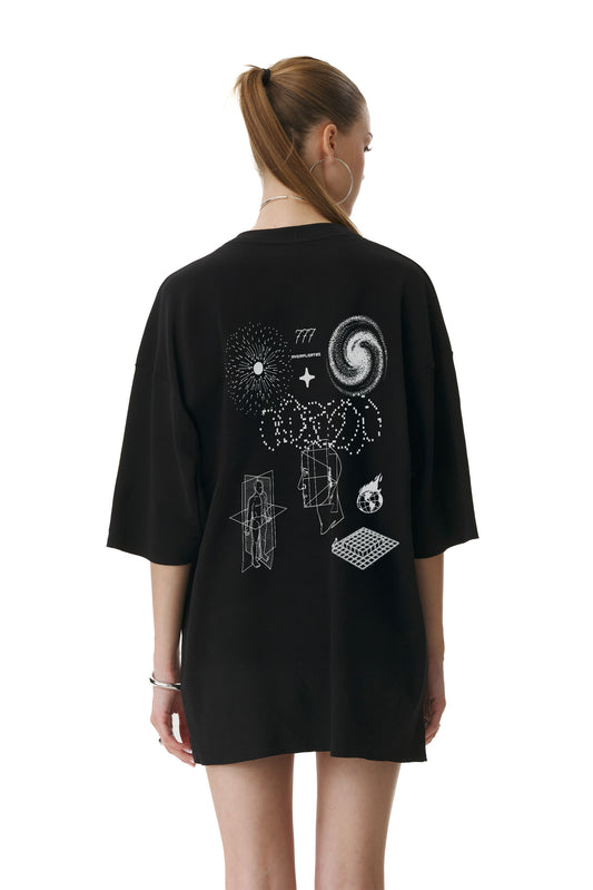 Oversized Cotton Black T-shirt 777