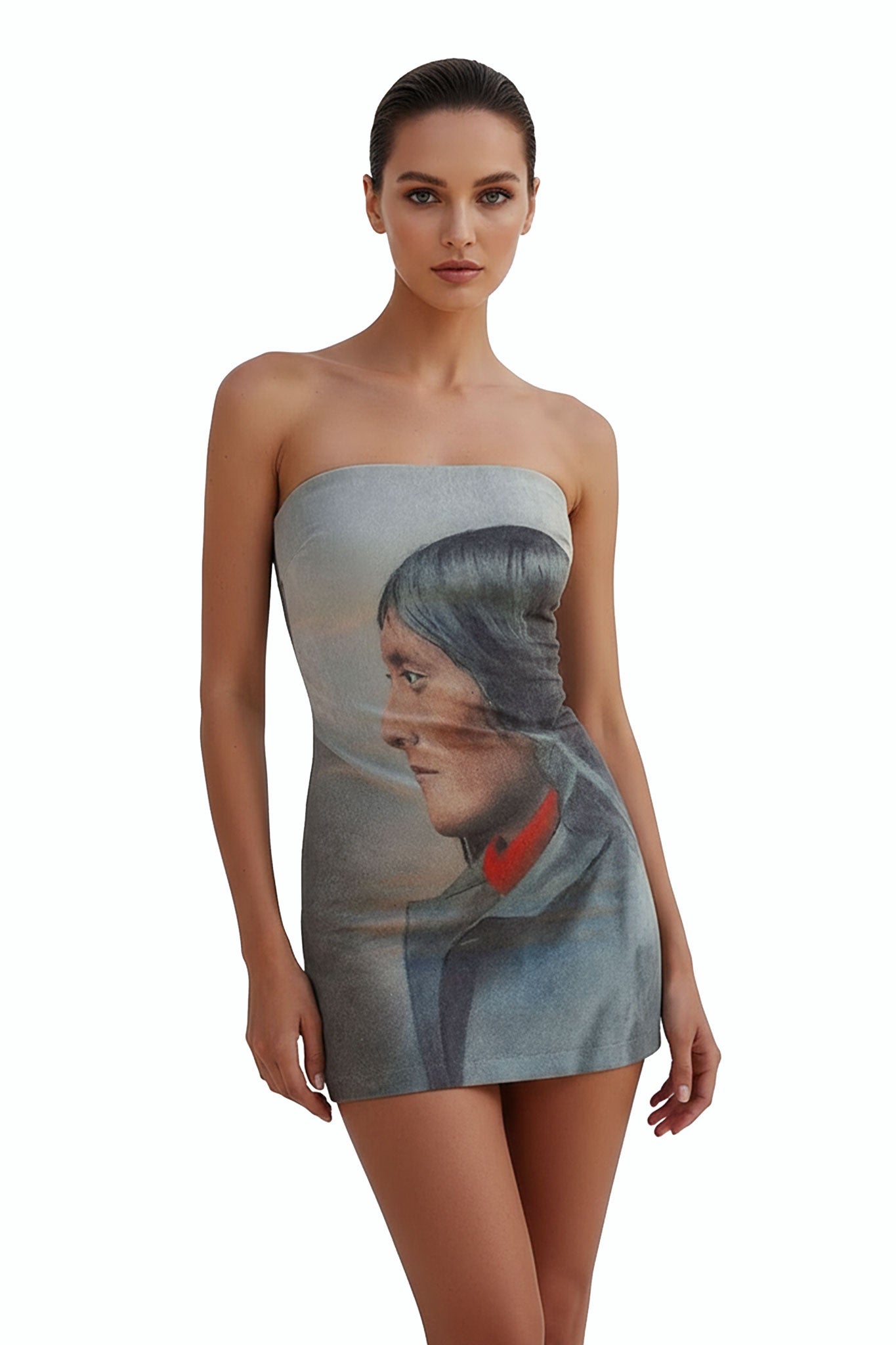 Beige Full-Print Dress - MYS