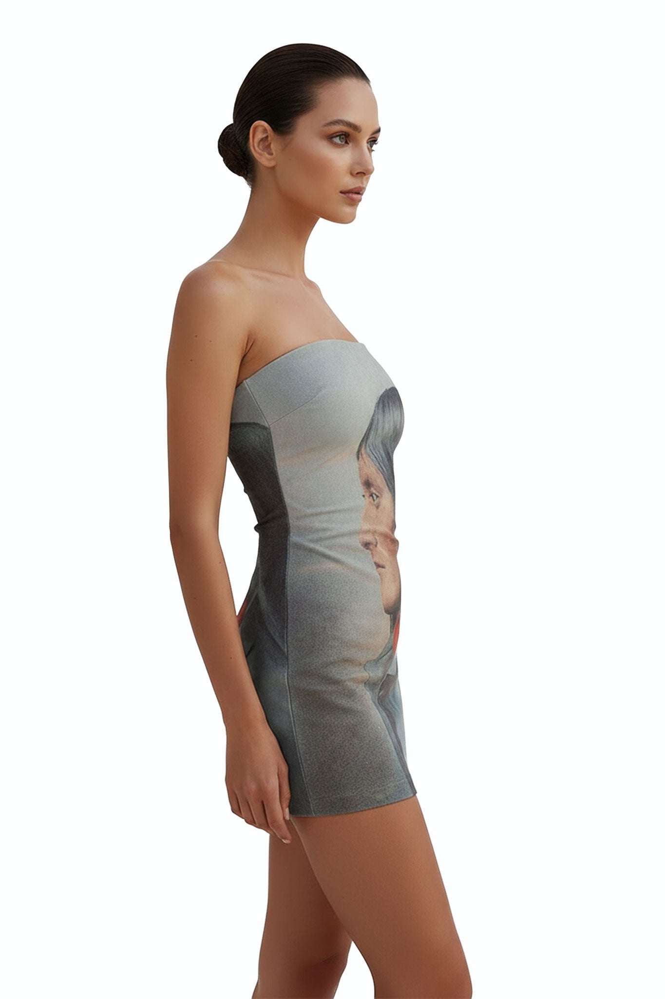 Beige Full-Print Dress - MYS