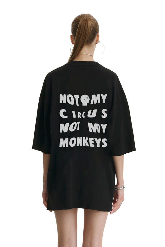 Tricou negru din bumbac supradimensionat Concern