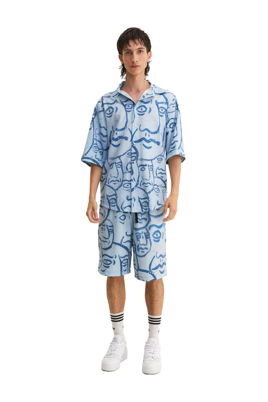 Short Sleeve Shirt & Bermuda Set Faces (recycled fabric) - MYS