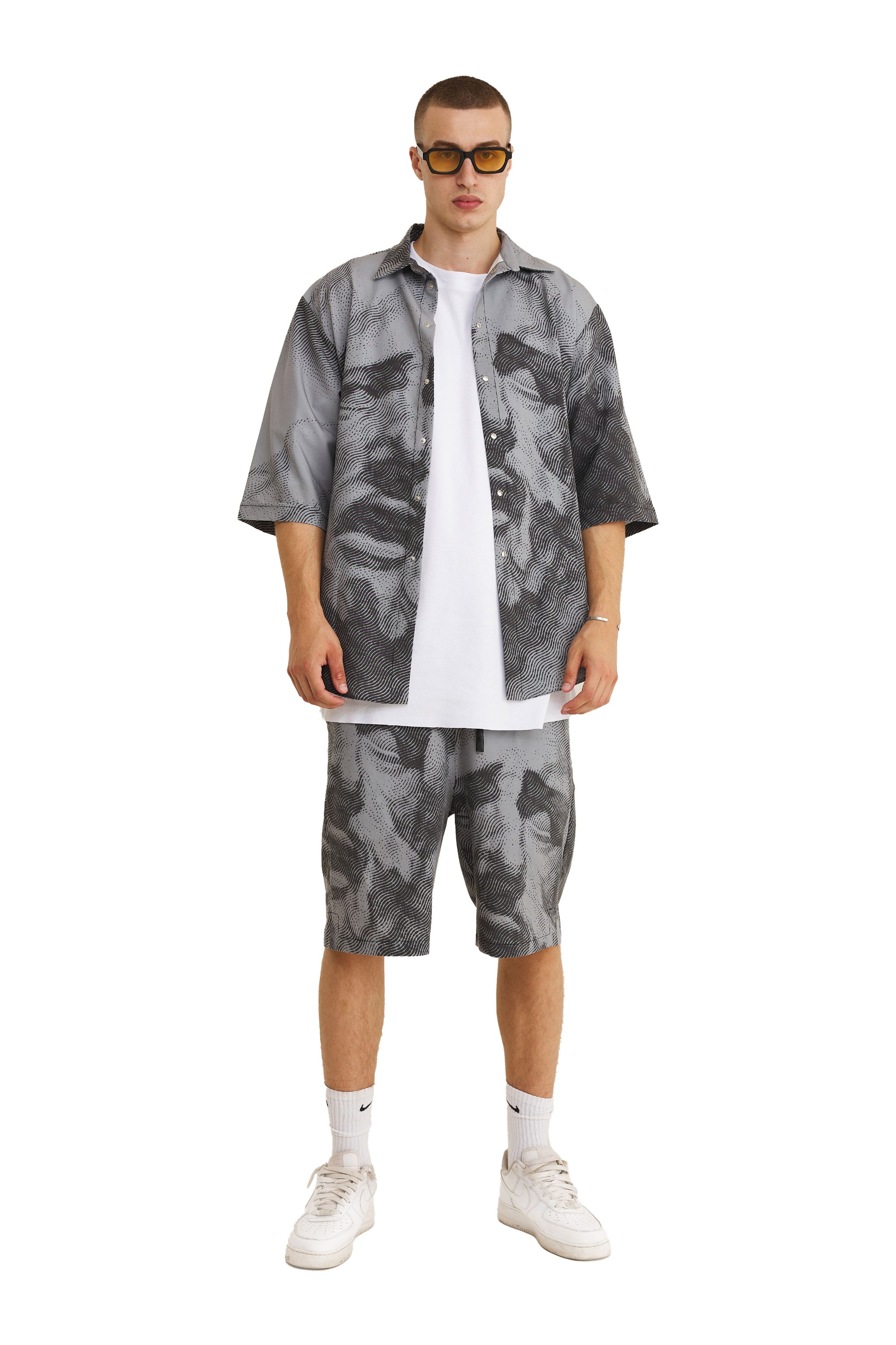 Short Sleeve Shirt & Bermuda Set Grey (recycled fabric) - MYS