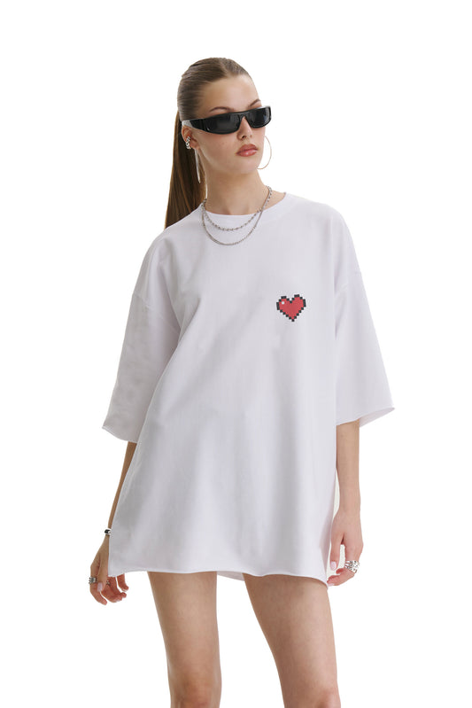 Tricou supradimensionat din bumbac alb Love
