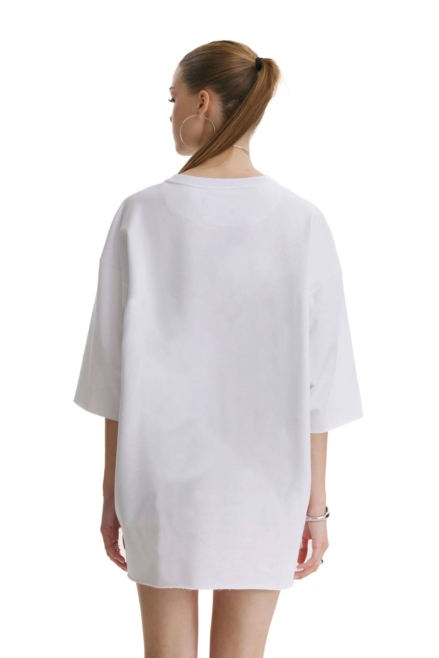 Oversized Cotton White T-shirt Love - MYS