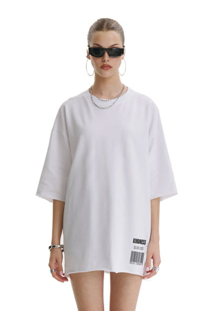 Oversized Cotton White T-shirt Kindness
