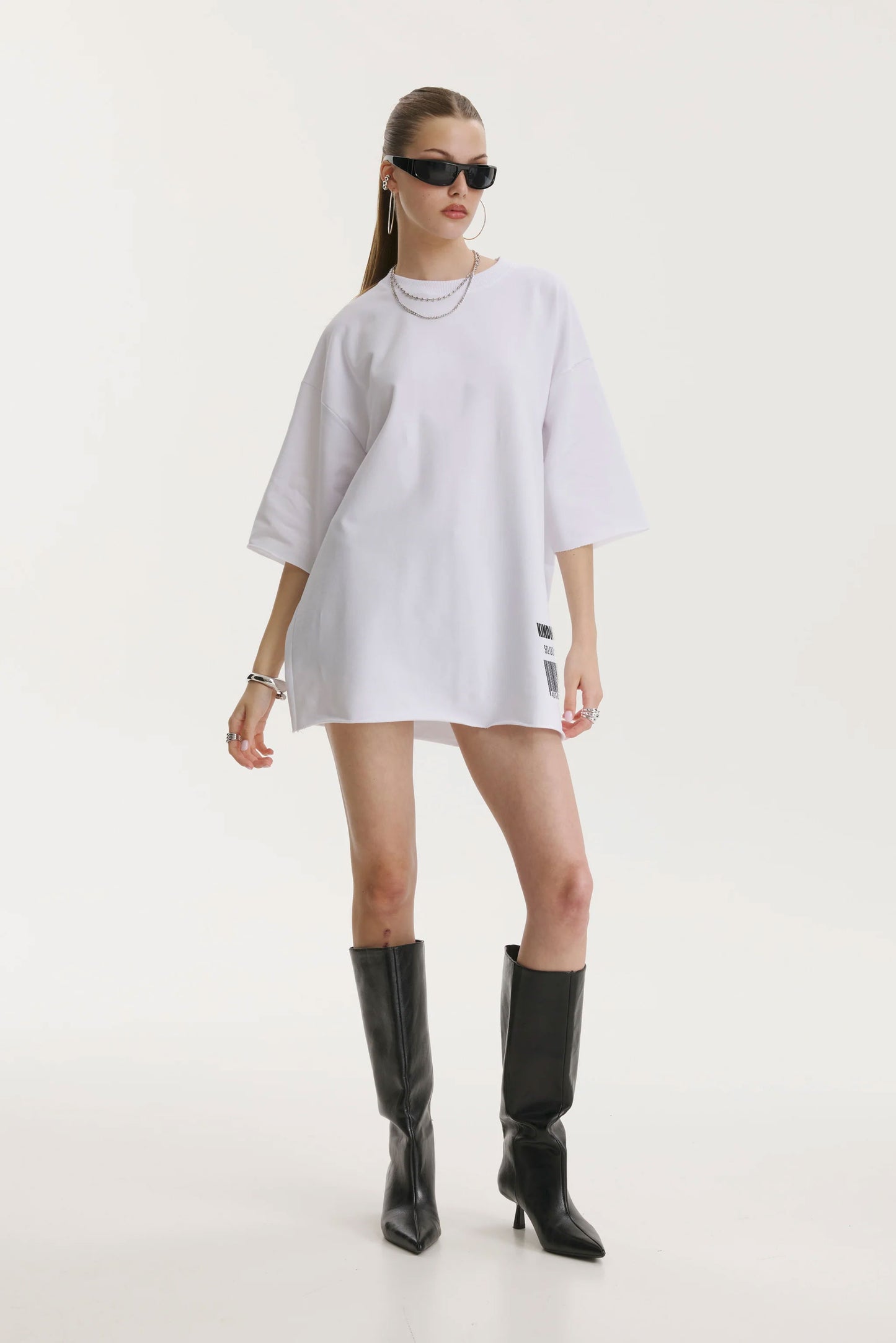 Oversized Cotton White T-shirt Kindness - MYS