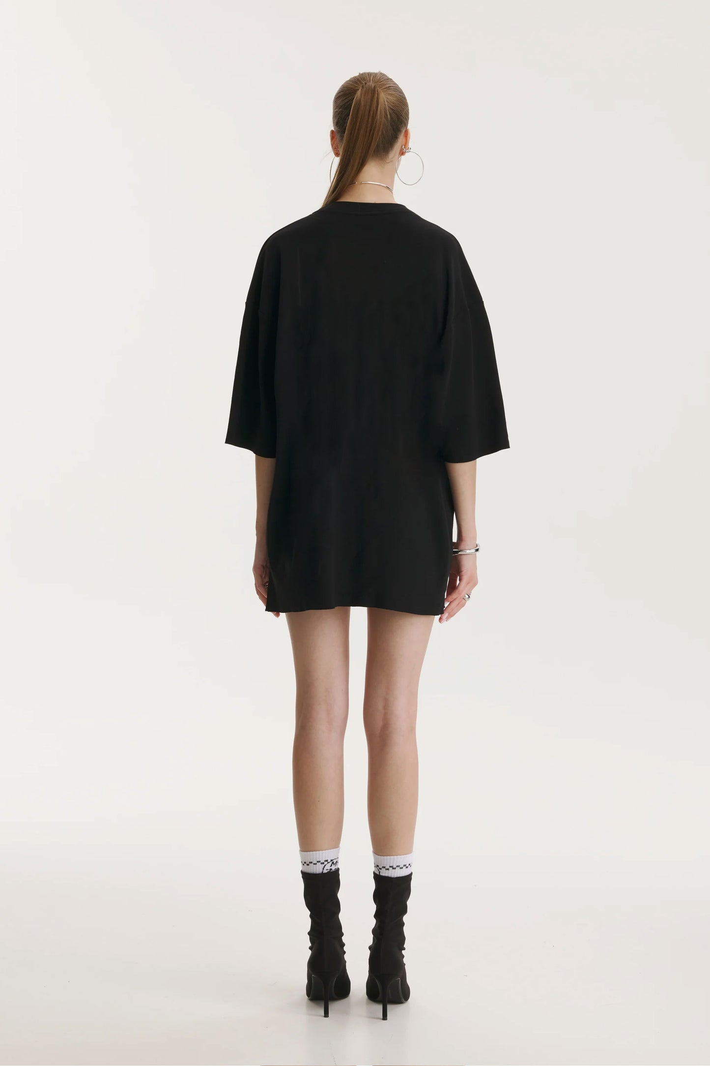 Oversized Cotton Black T-shirt Love - MYS