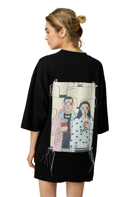 Pop Cola Mix Negru Tricou supradimensionat Femei