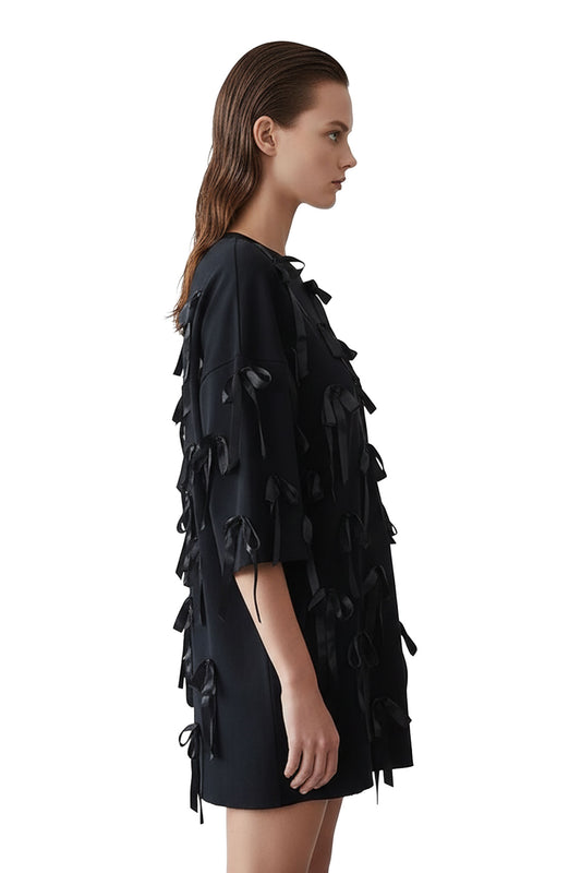 Oversized Black Ribbon T-shirt - MYS