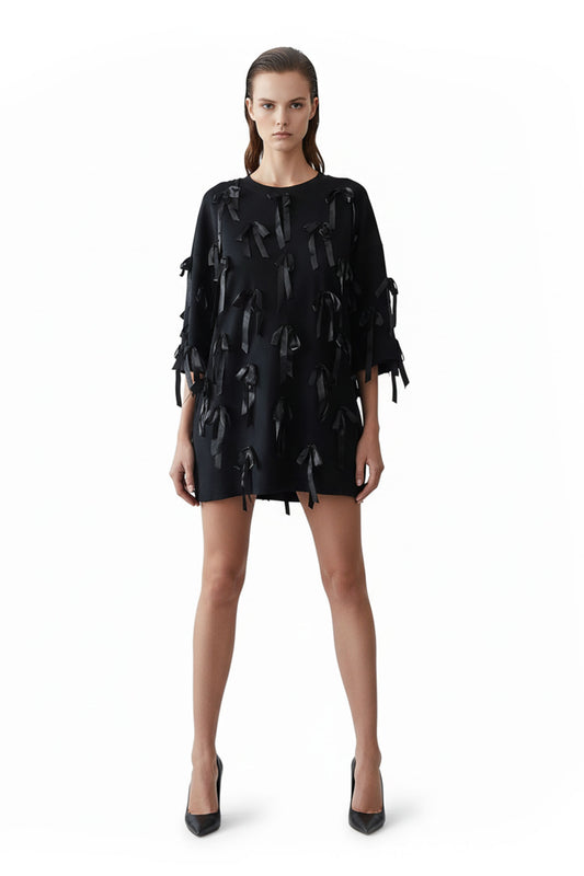 Oversized Black Ribbon T-shirt - MYS
