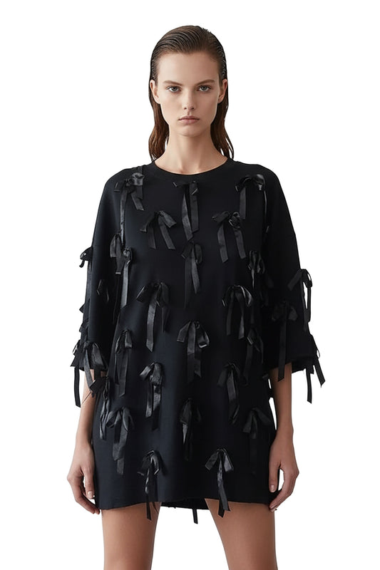 Oversized Black Ribbon T-shirt