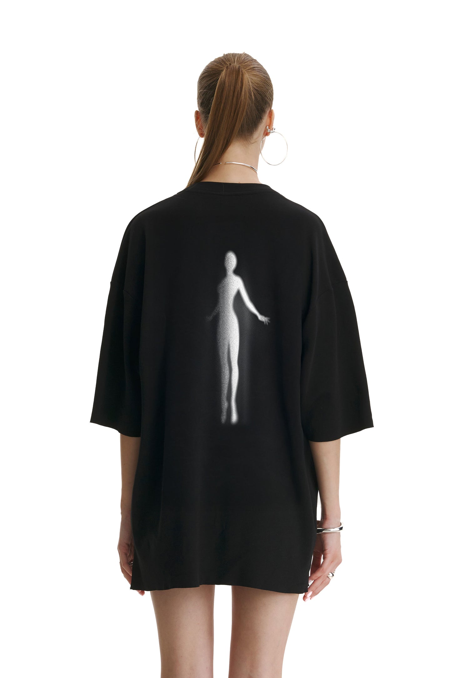 Oversized Cotton Black T-shirt Spirit - MYS