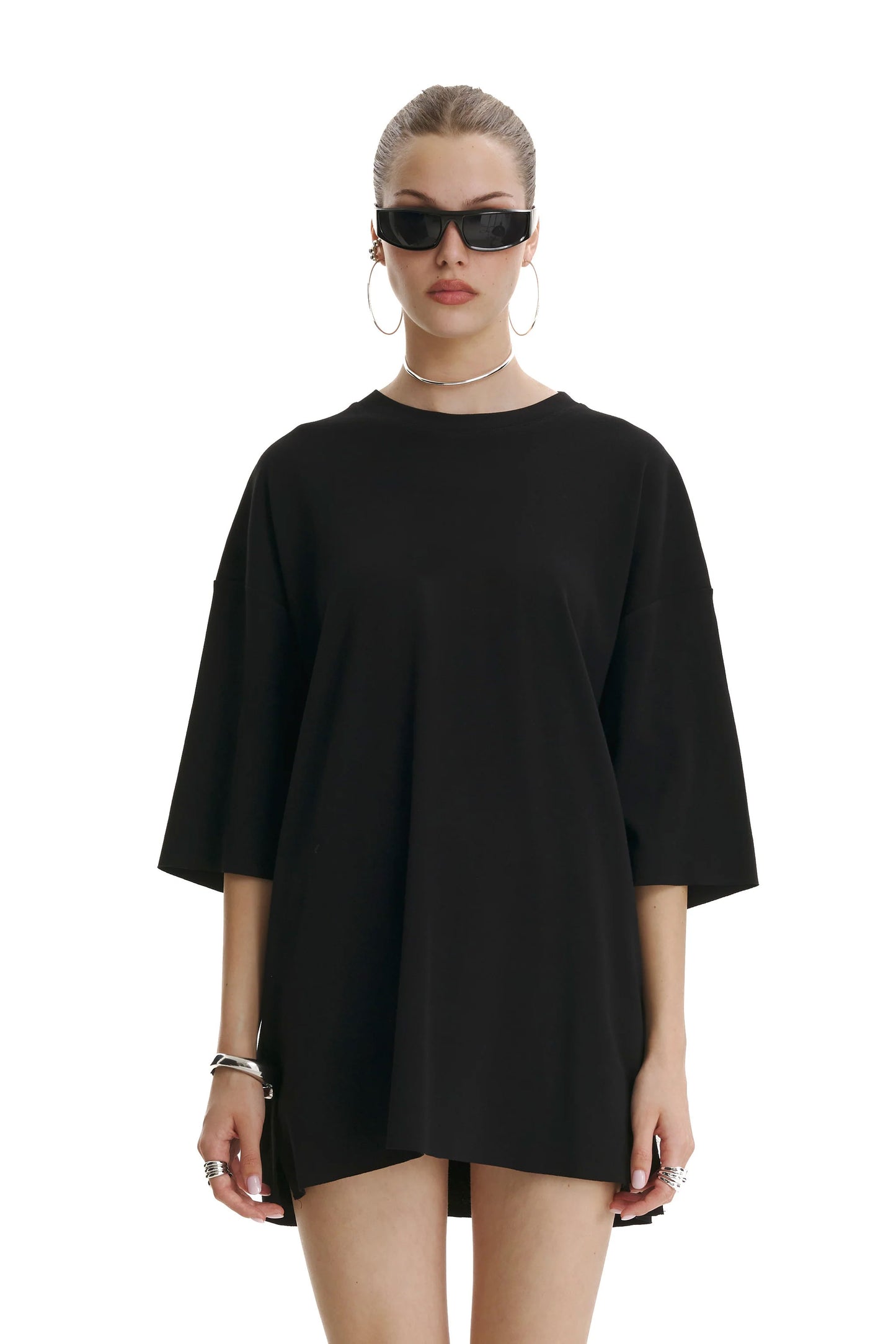 Oversized Cotton Black T-shirt Spirit - MYS
