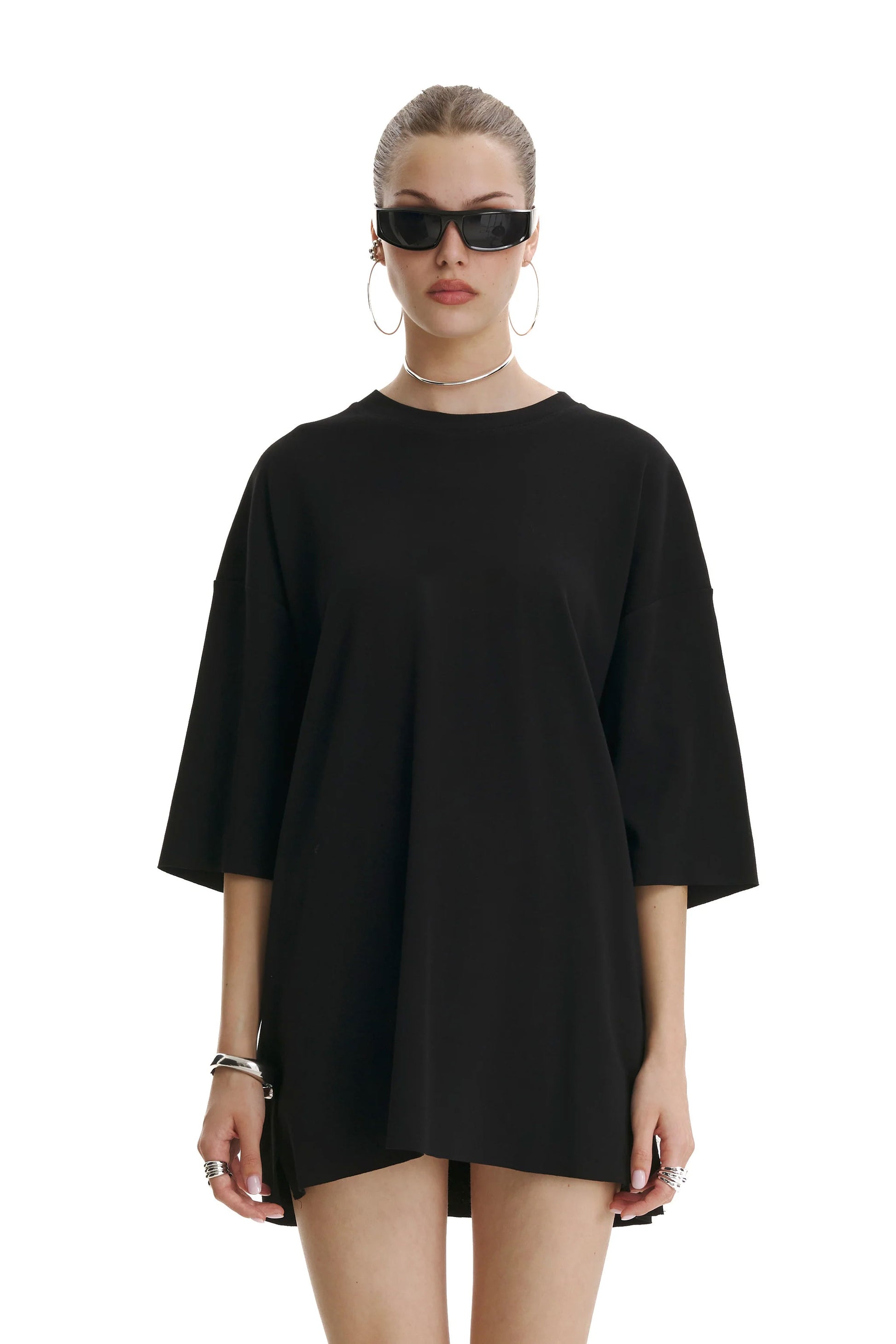 Oversized Cotton Black T-shirt 777 - MYS
