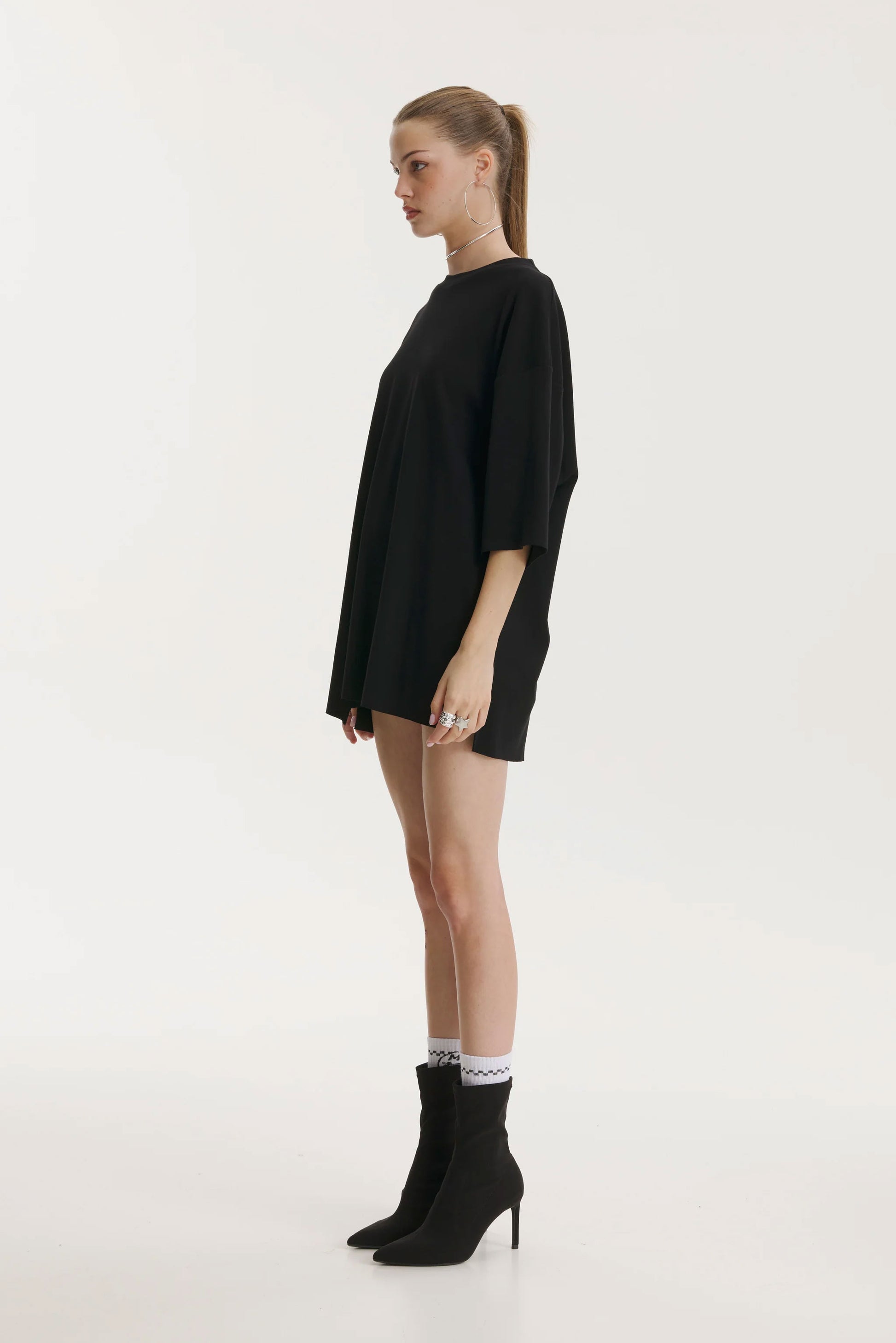Oversized Cotton Black T-shirt Spirit - MYS