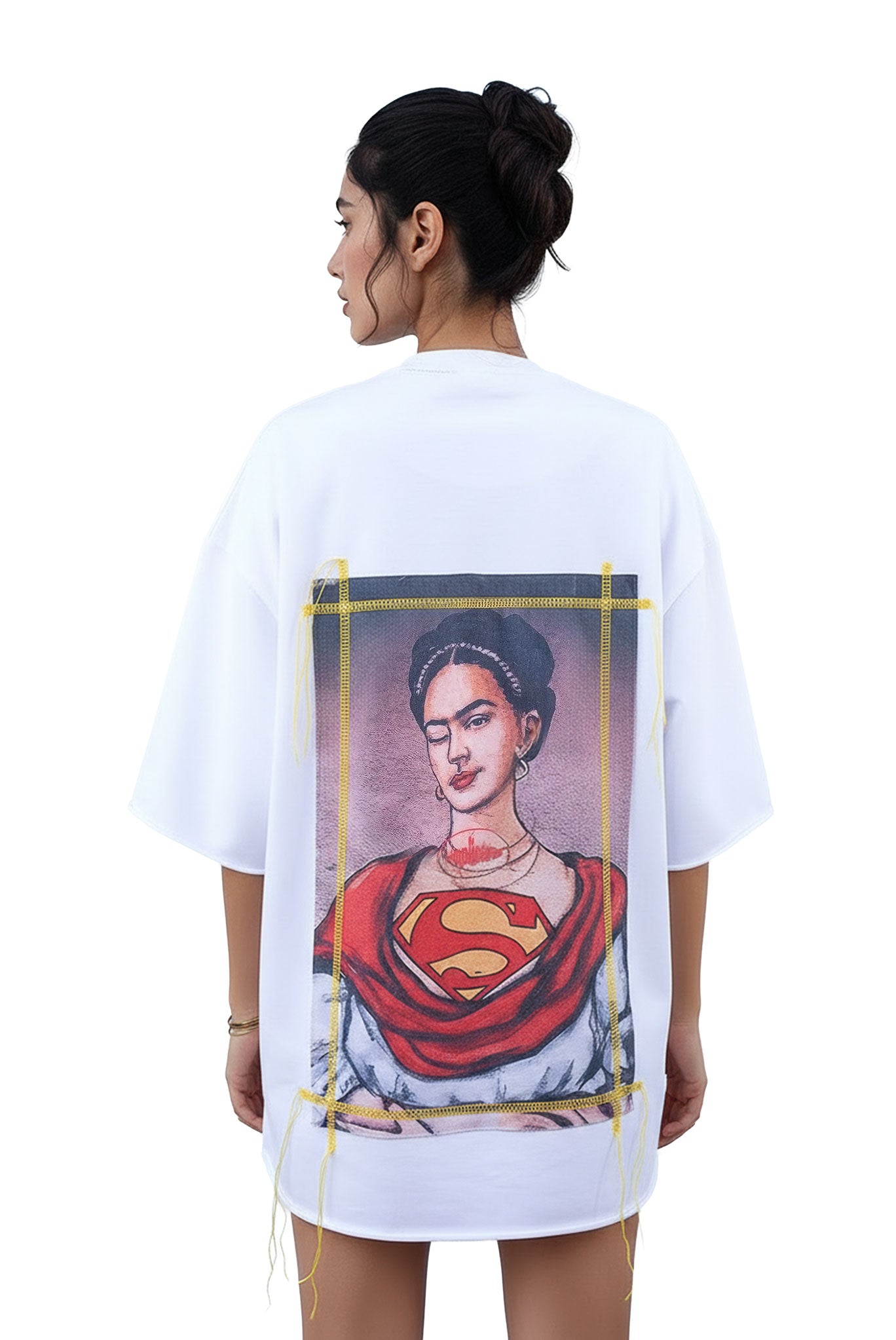 Oversized White T-shirt Superwoman - MYS