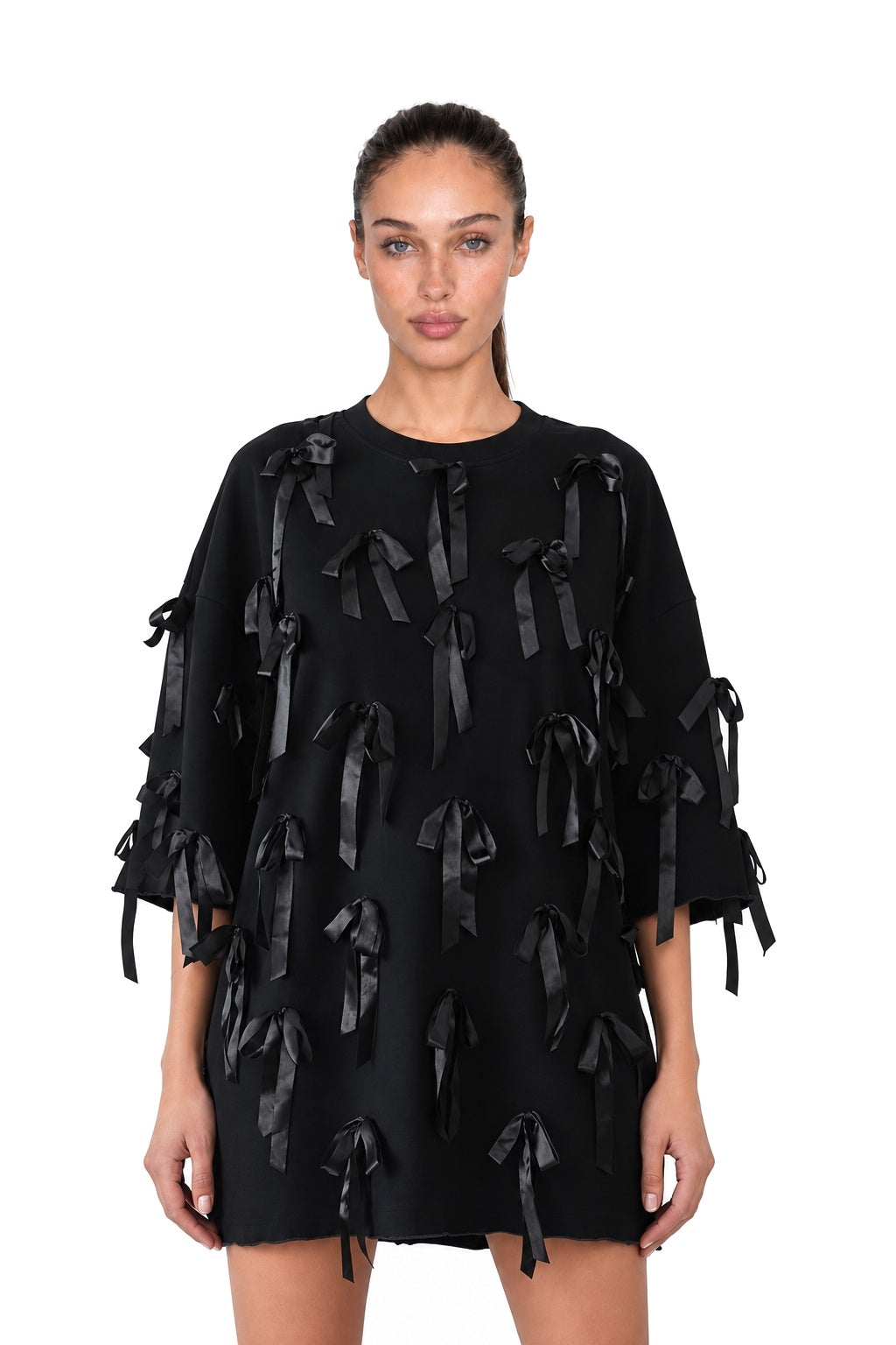 Oversized Black Ribbon T-shirt - MYS