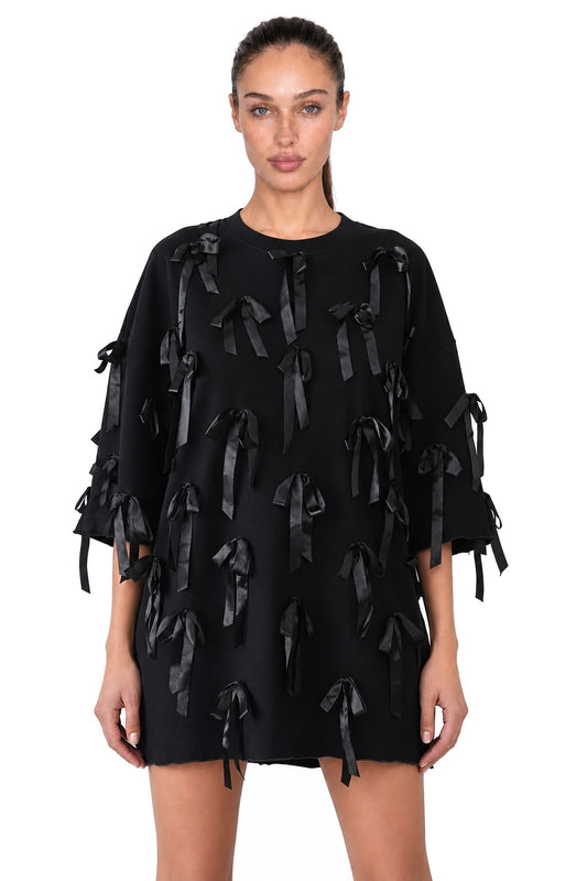 Oversized Black Ribbon T-shirt - MYS