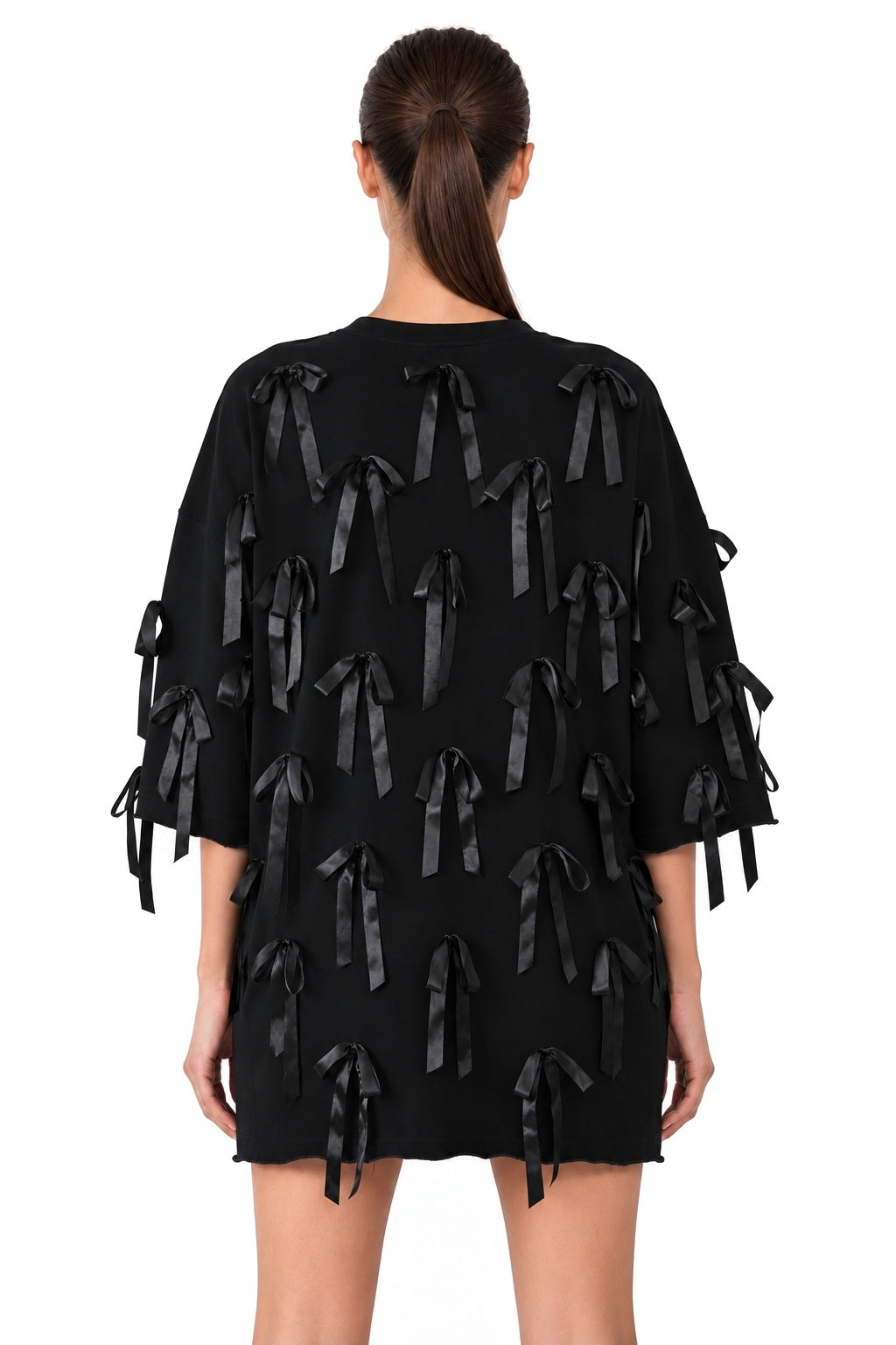 Oversized Black Ribbon T-shirt - MYS - back
