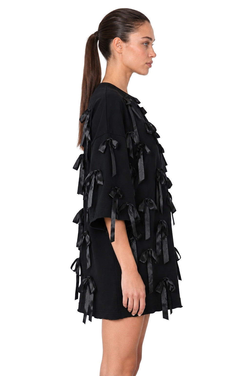 Oversized Black Ribbon T-shirt - MYS - side