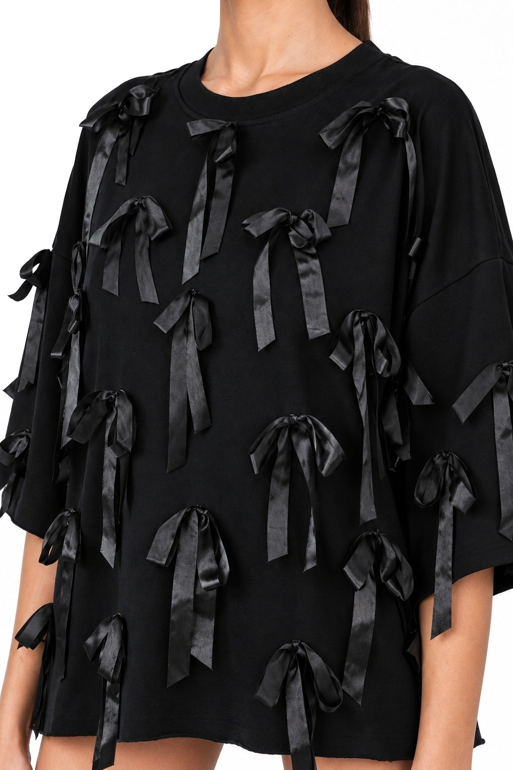 Oversized Black Ribbon T-shirt - MYS - detail