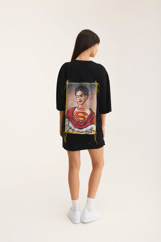 Oversized Black T-shirt Superwoman - MYS