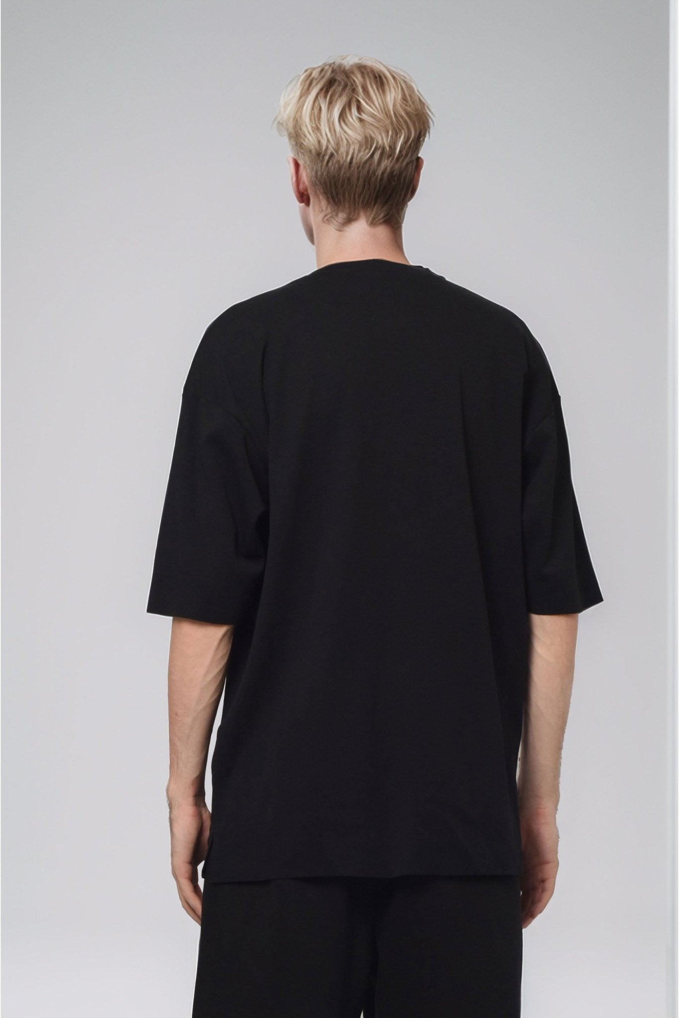 Oversized Cotton Black T-shirt Buongiorno - MYS