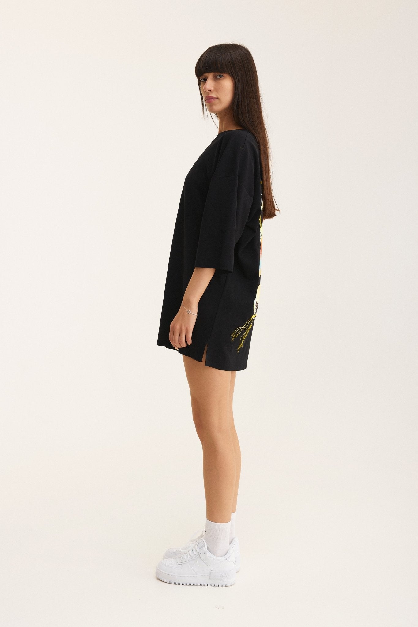 Oversized Cotton Black T-shirt Spirit - MYS