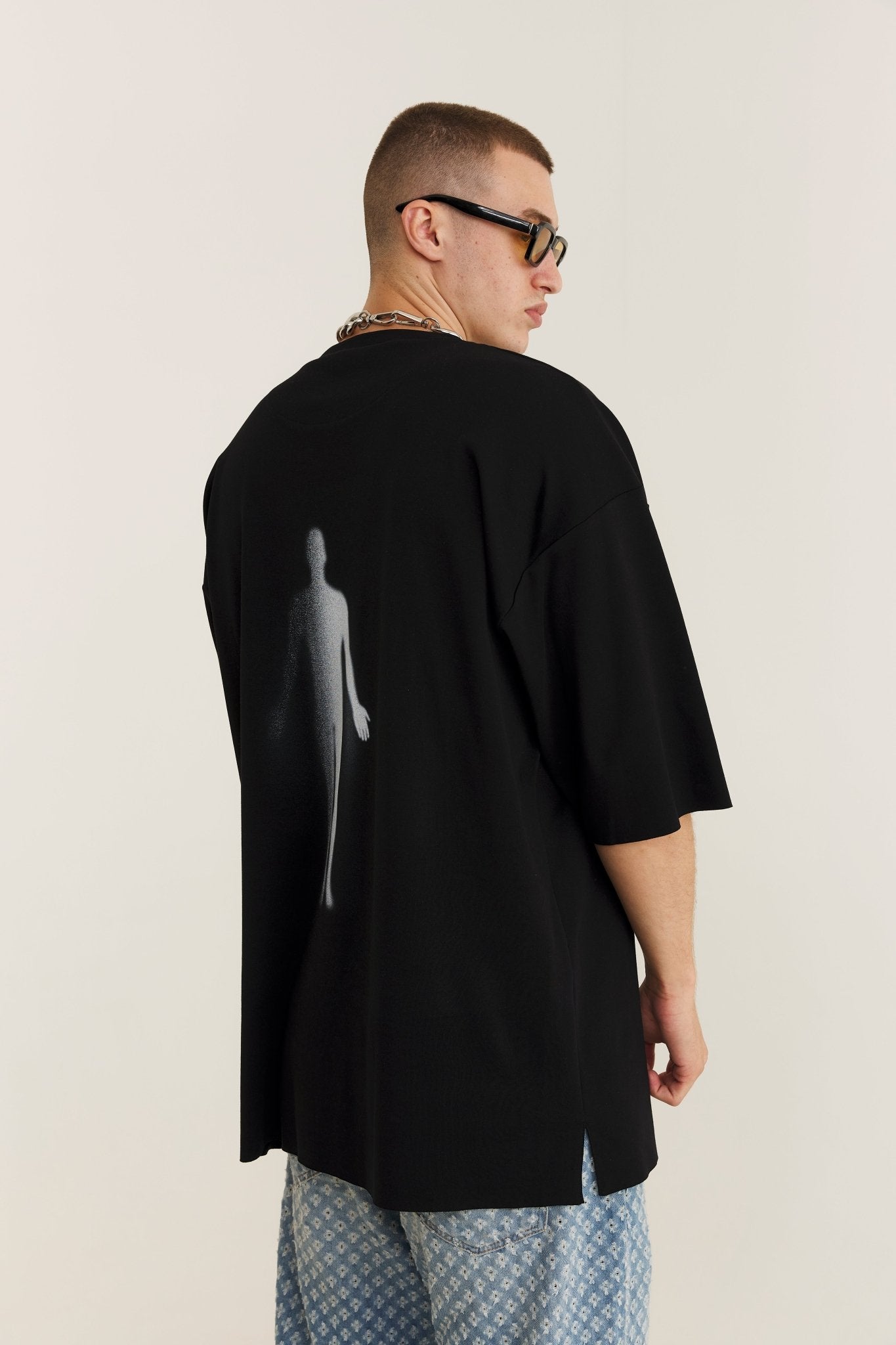 Oversized Cotton Black T-shirt Spirit - MYS