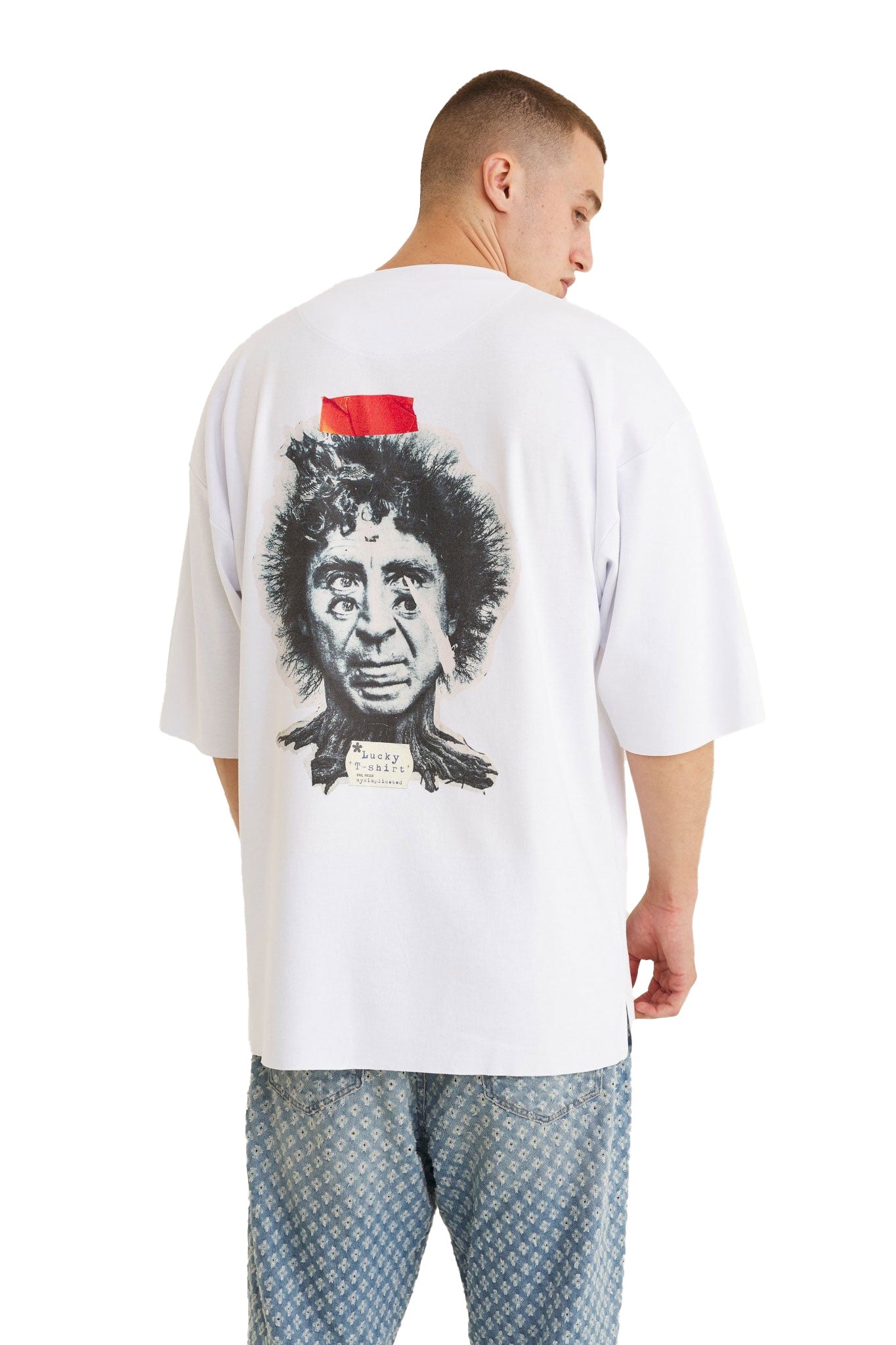 Oversized Cotton White T-shirt Double Eye - MYS